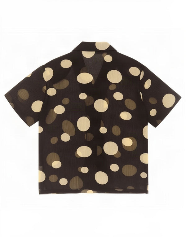 Vintage Womens Short Sleeve Shirt Blouse UK 16 Large Black Polka Dot
