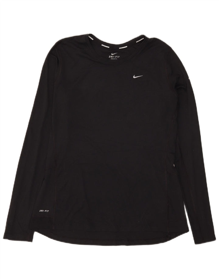 Женский топ с длинным рукавом Nike Dri Fit UK 16, большой черный полиэстер