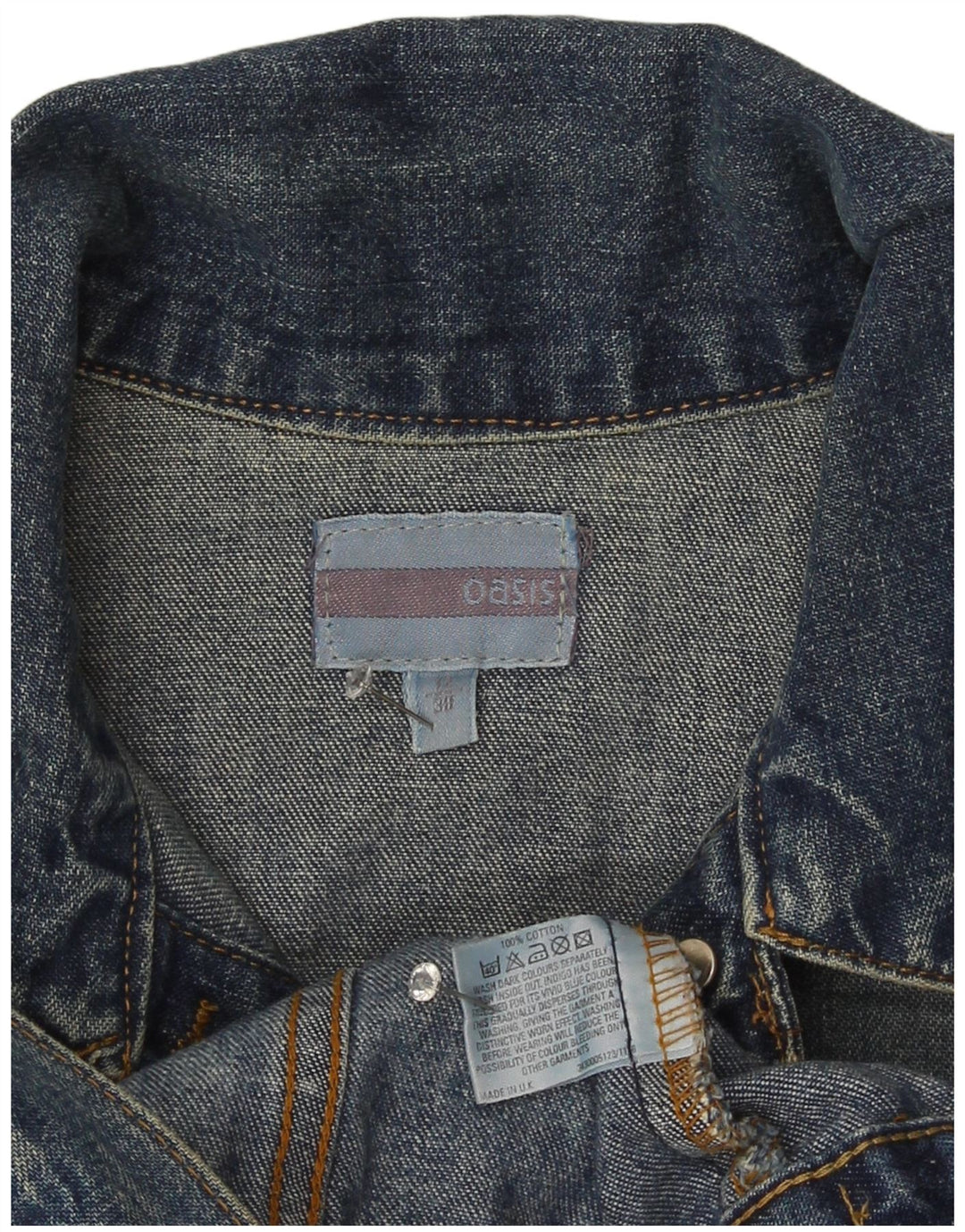 Женская укороченная джинсовая куртка Oasis UK 12, хлопок среднего синего цвета