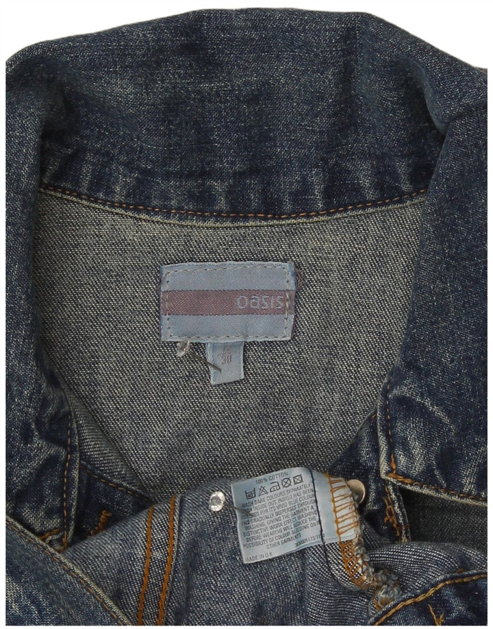 Женская укороченная джинсовая куртка Oasis UK 12, хлопок среднего синего цвета