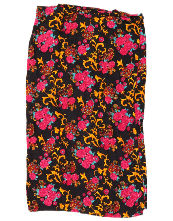 Винтажная женская юбка с запахом W32, большая разноцветная полиэстер с цветочным принтом