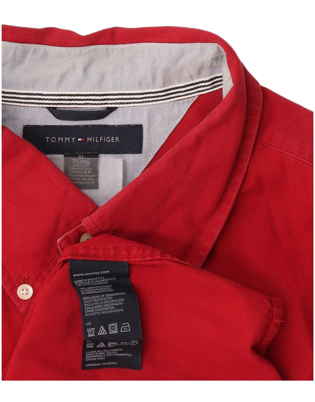 Tommy Hilfiger Мужская рубашка XL Красная хлопковая