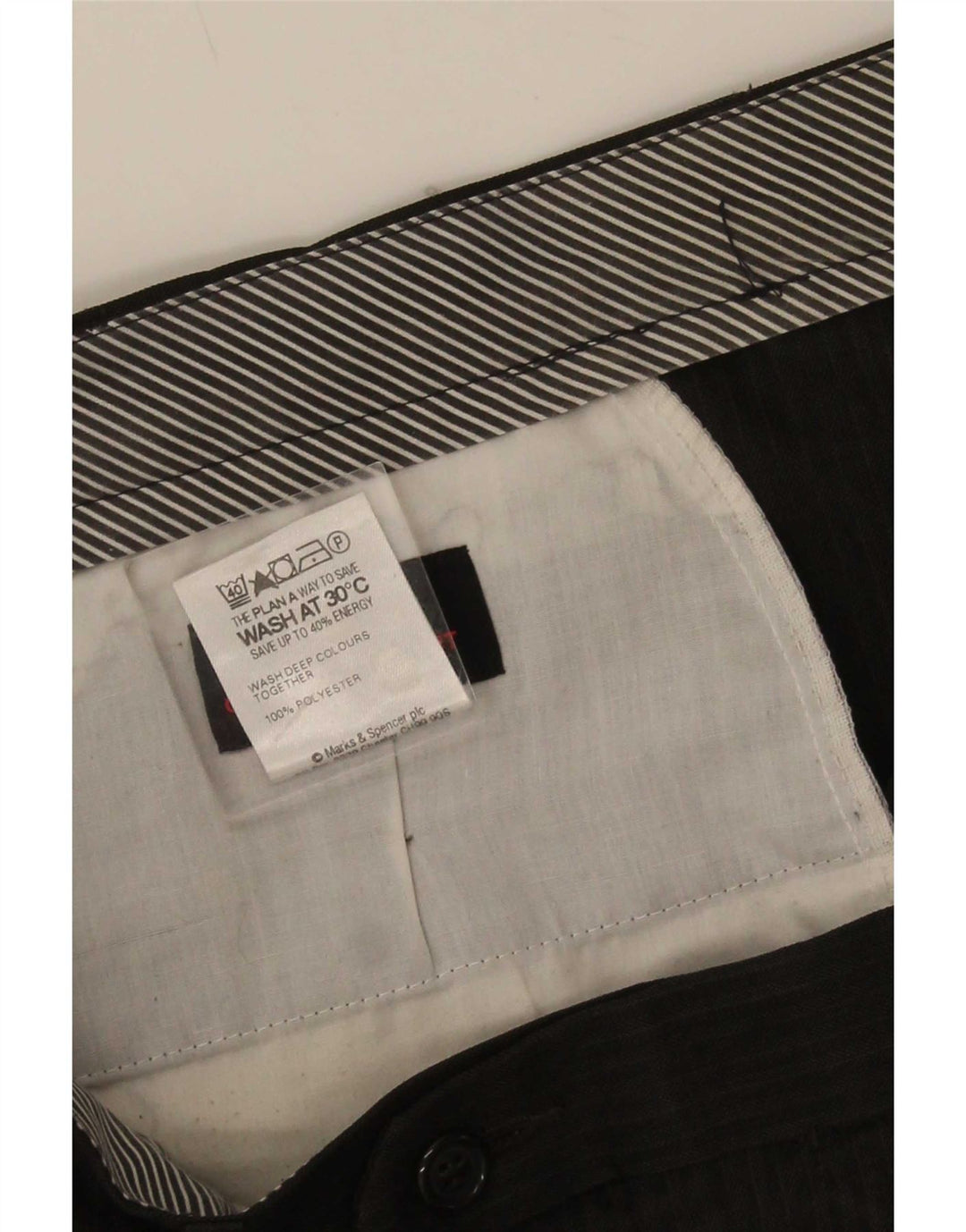 Мужские костюмные брюки Marks & Spencer W36 L29 коричневые в тонкую полоску из полиэстера