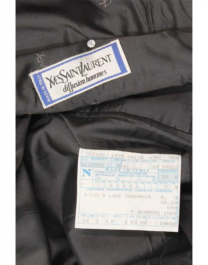 Мужской двубортный пиджак Yves Saint Laurent IT 52 XL Серый Шерстяной