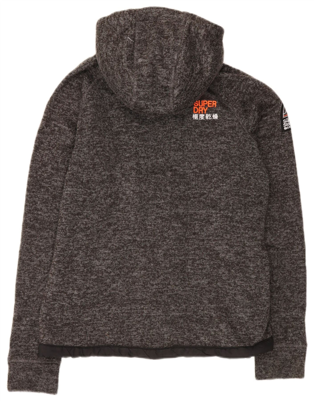 SUPERDRY Женский свитер с капюшоном на молнии UK 14, средний серый полиэстер с крапинками