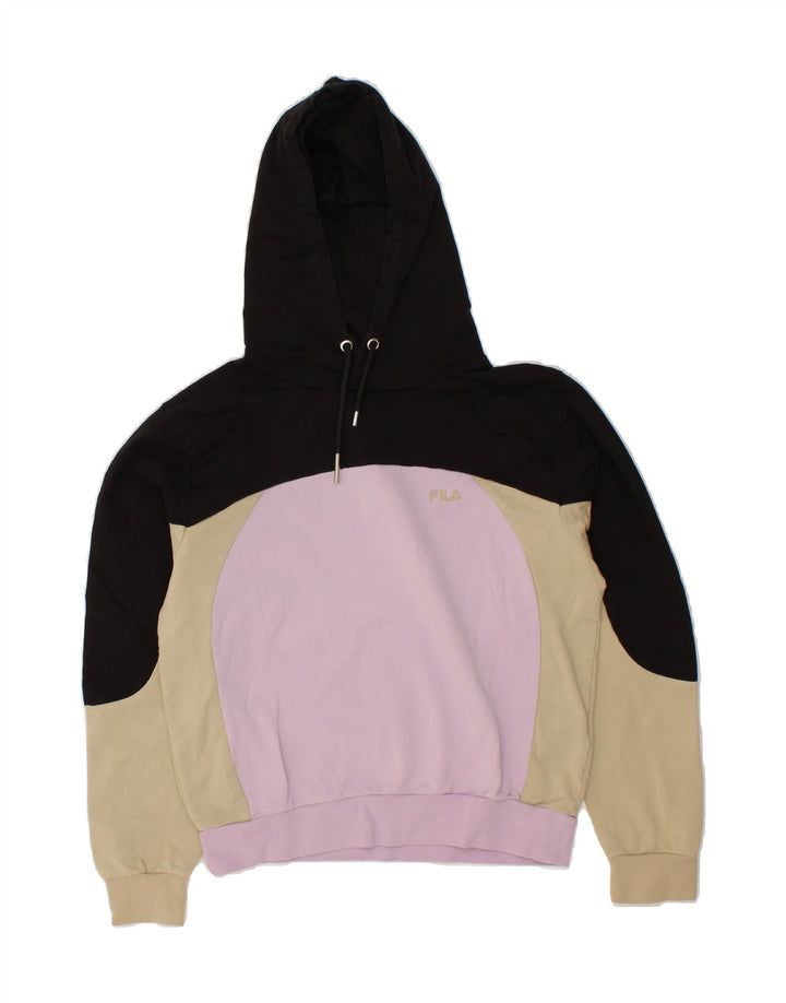 FILA Womens Oversized Hoodie Jumper UK 10 Small Multicoloured Colourblock Vintage Fila and Second-Hand Fila from Messina Hembry 