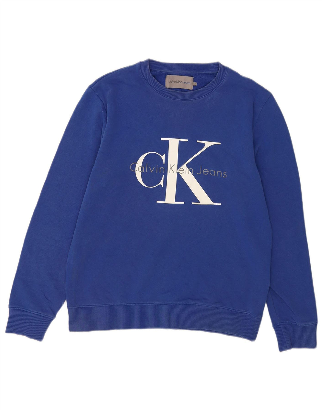 Calvin Klein Jeans Мужской свитшот с рисунком, джемпер, средний синий, хлопок