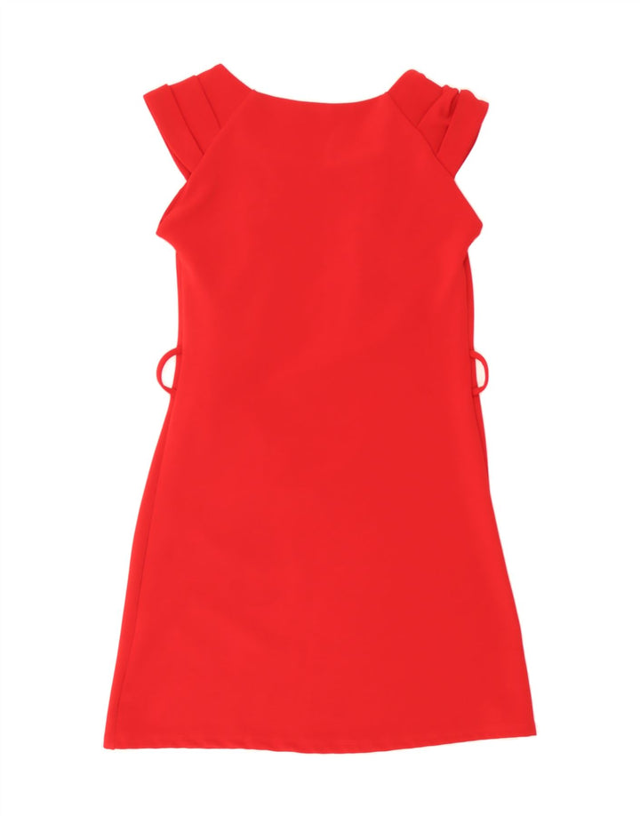 VINTAGE Womens Sleeveless Basic Dress UK 14 Large Red Polyester Vintage Vintage and Second-Hand Vintage from Messina Hembry 