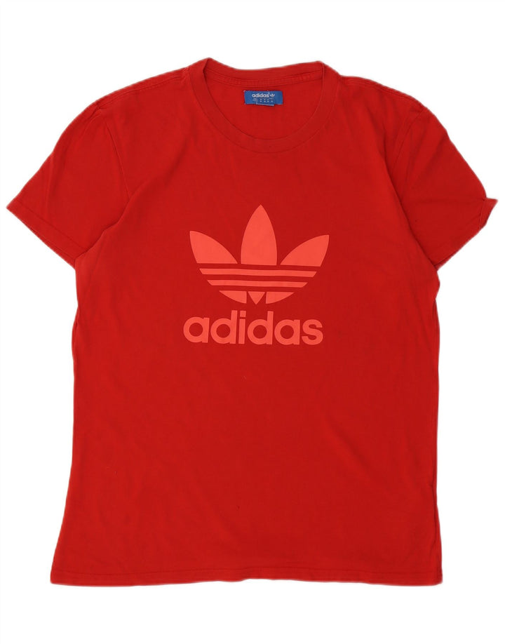 Мужская футболка с рисунком ADIDAS, хлопковый топ среднего красного цвета