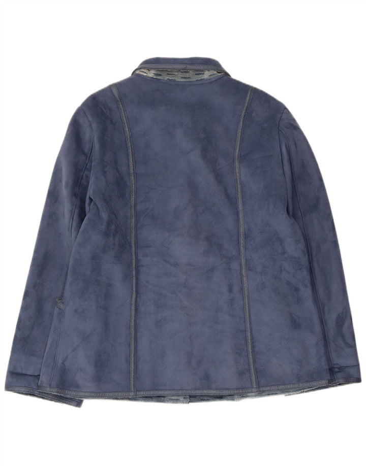 Винтажное женское пальто IT 50 XL синее из полиэстера