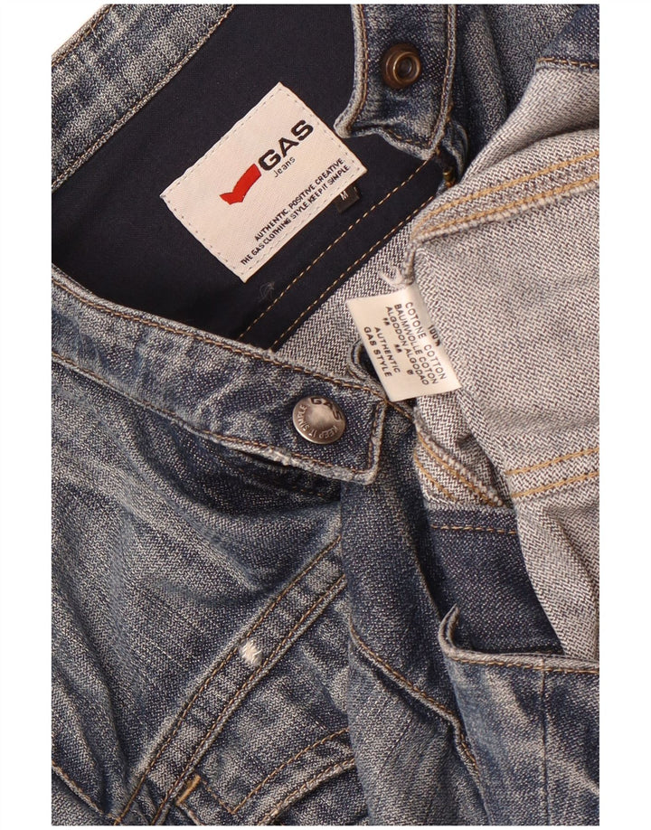 Женская укороченная джинсовая куртка Gas UK 12, хлопок среднего синего цвета