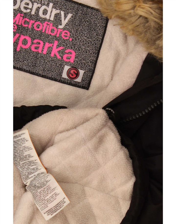 Женская ветровка с капюшоном Superdry UK 10, маленькая черная, полиэстер