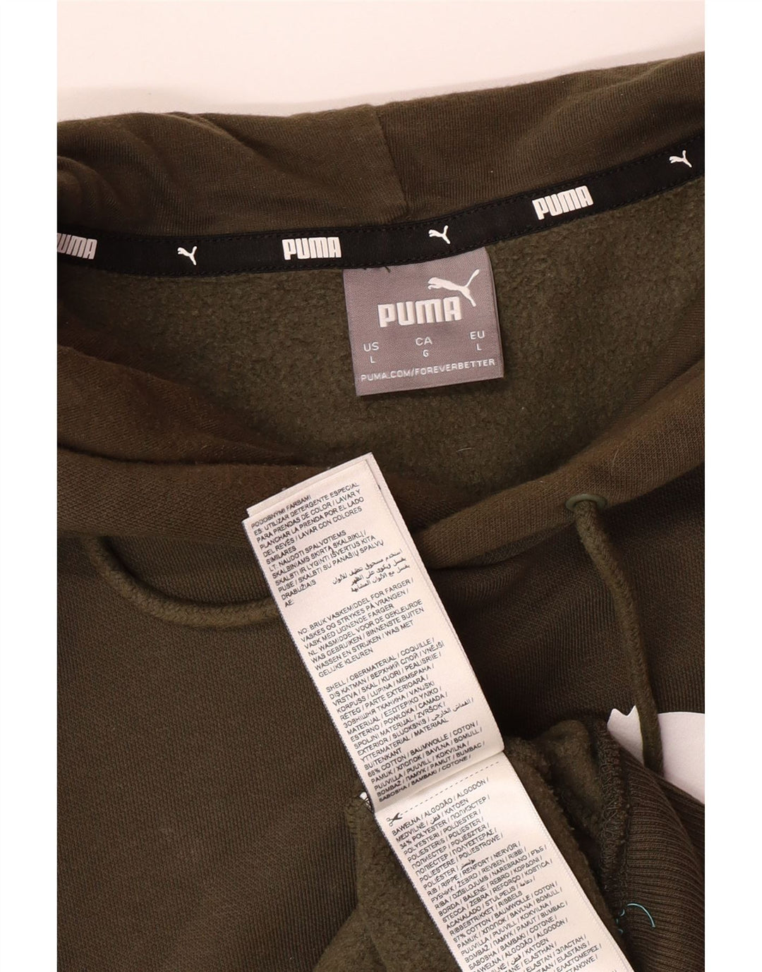 Мужской джемпер с капюшоном PUMA, большой размер, хлопок цвета хаки