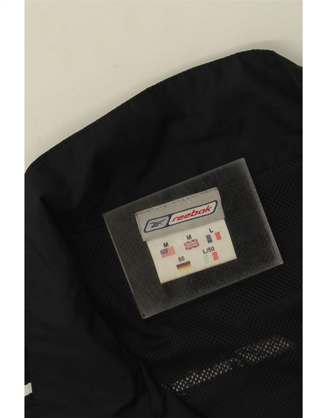 Мужской спортивный костюм свободного кроя Reebok, верхняя куртка среднего черного цвета с цветными блоками