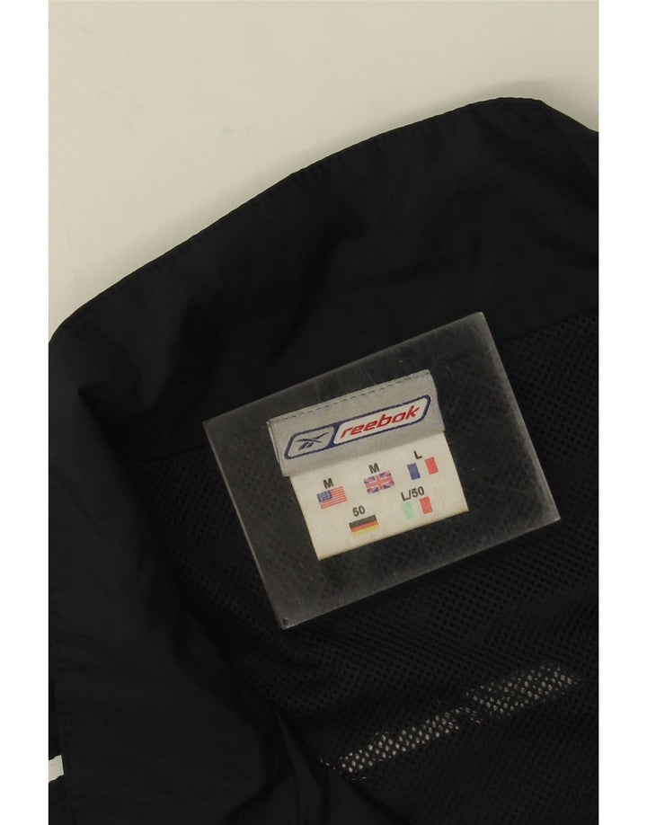 Мужской спортивный костюм свободного кроя Reebok, верхняя куртка среднего черного цвета с цветными блоками