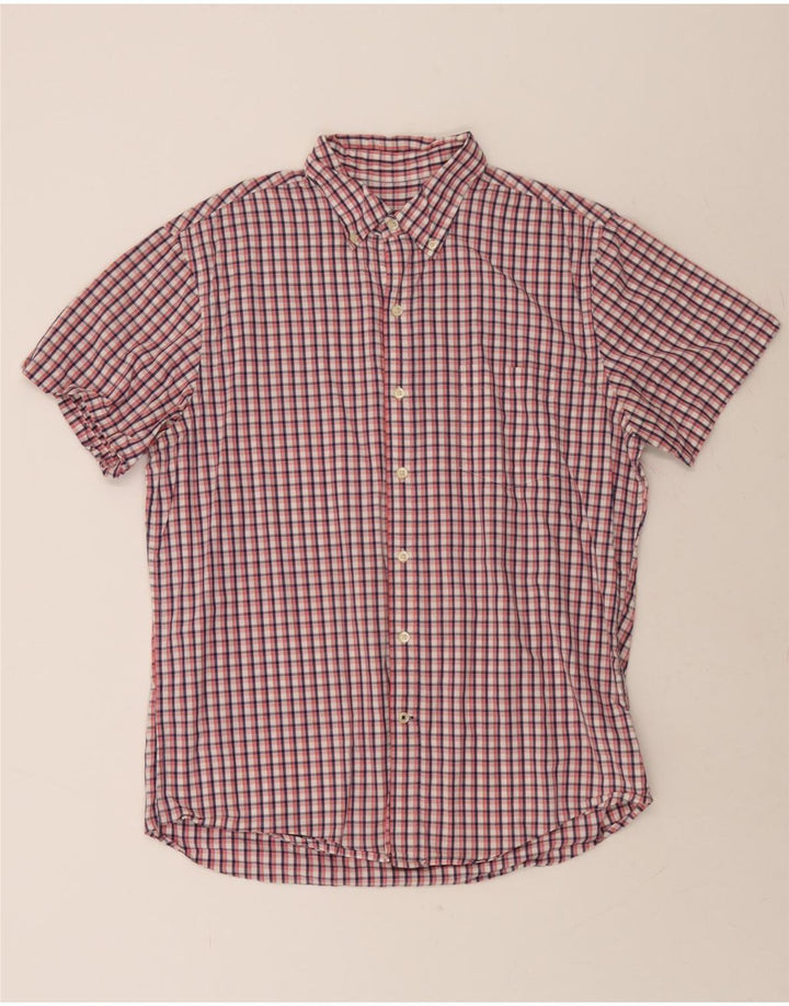IZOD Mens Short Sleeve Shirt Large Pink Check Cotton Vintage Izod and Second-Hand Izod from Messina Hembry 