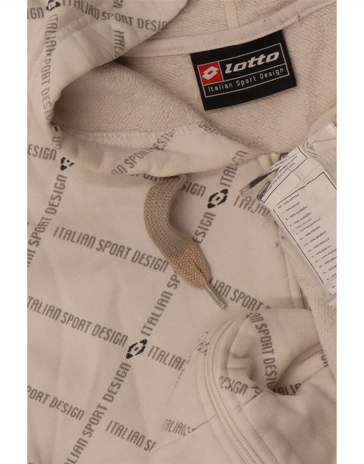 LOTTO Мужской свитер с капюшоном и молнией с графическим рисунком, средний белый хлопковый свитер