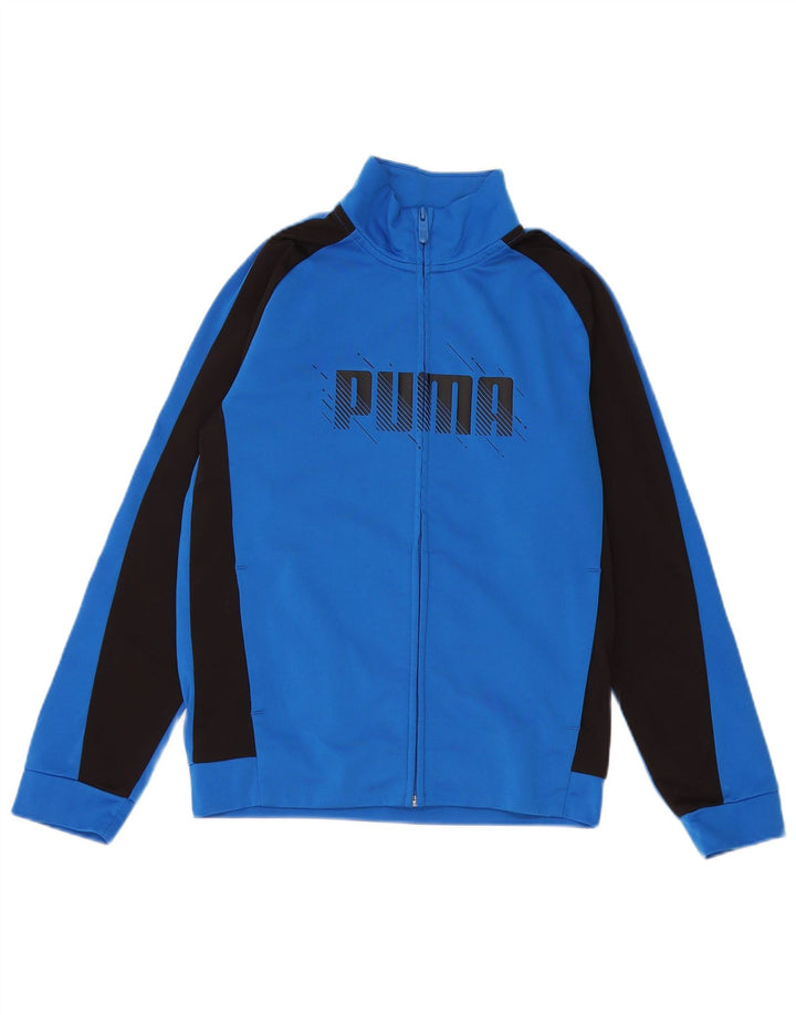 Спортивный костюм Puma для мальчиков с графическим рисунком, верхняя куртка 11–12 лет, синяя с цветными блоками
