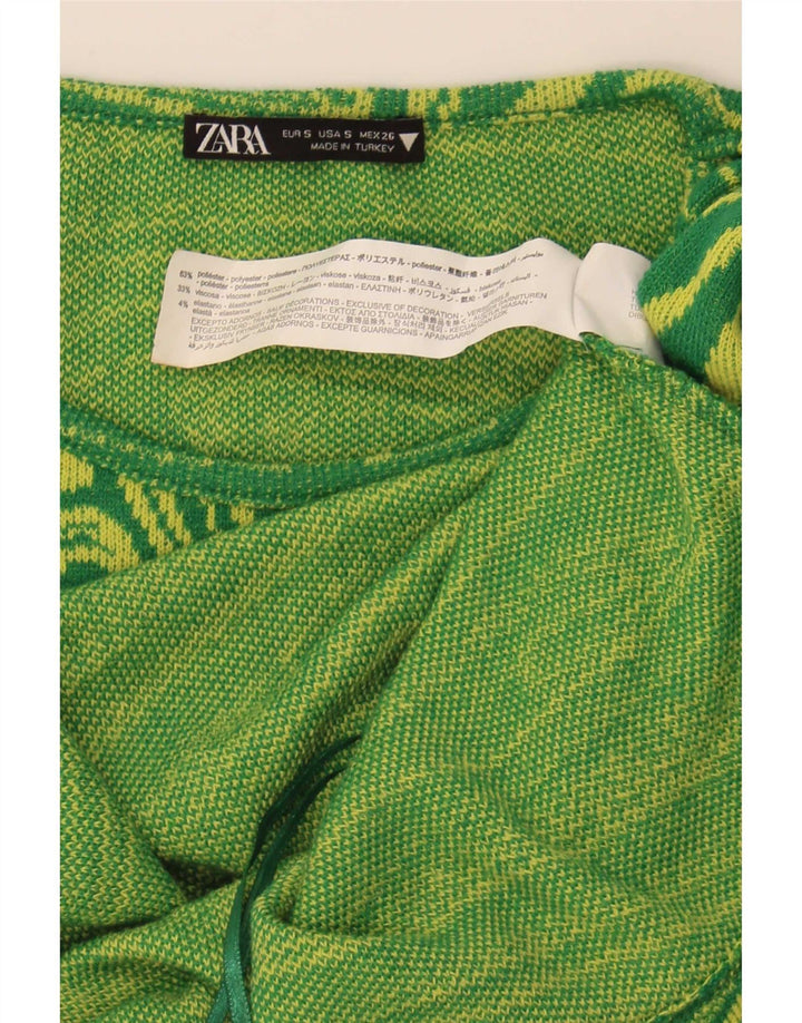 Женское облегающее платье Zara с абстрактным узором и вырезами, Великобритания, 8, маленькое зеленое