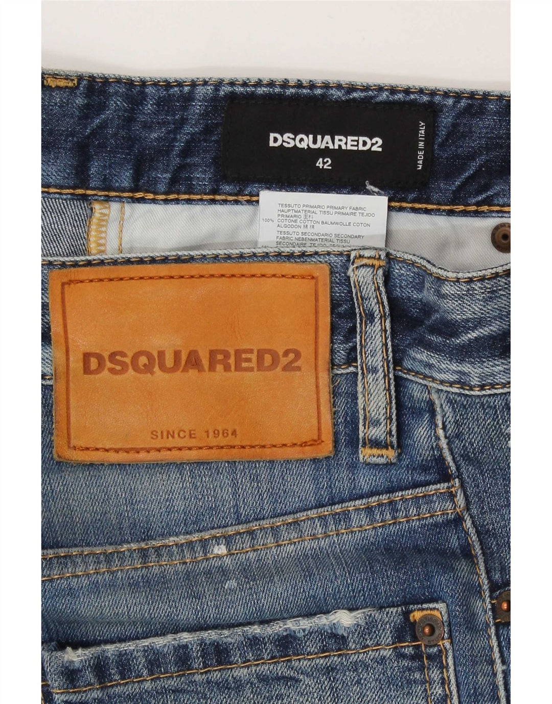Dsquared2 Женские потертые узкие джинсы IT 42 Medium W30 L27 Синие пятнистые