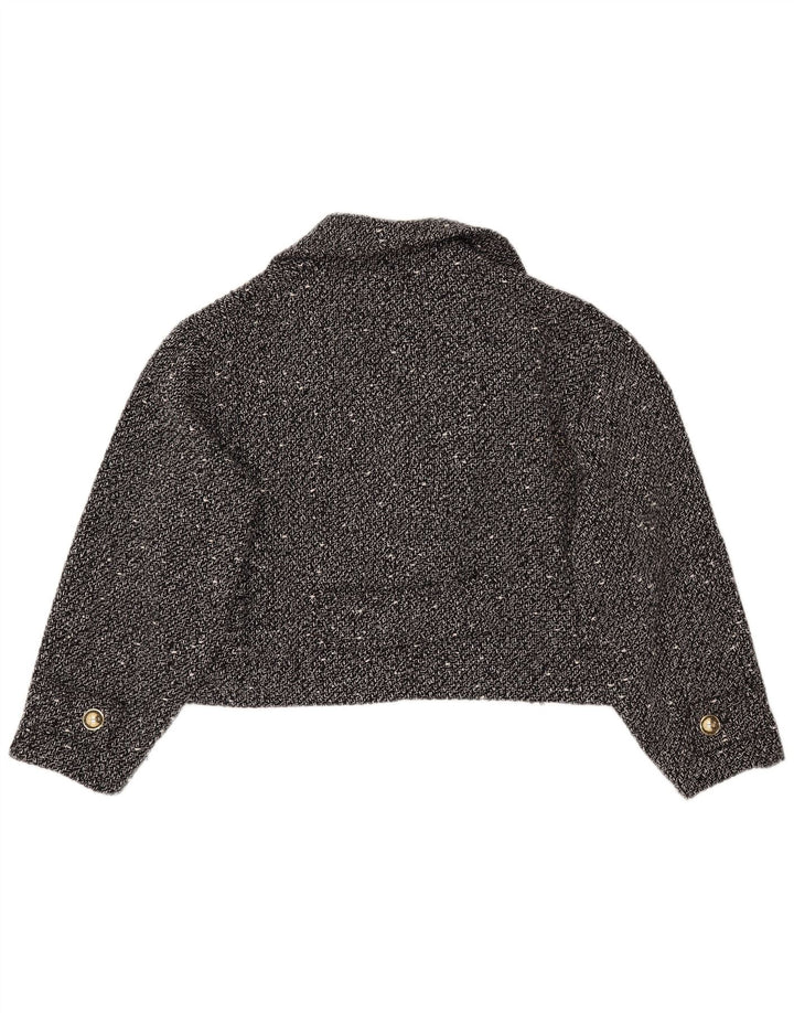 Женский укороченный пиджак оверсайз ZARA UK 18 XL, черный в крапинку