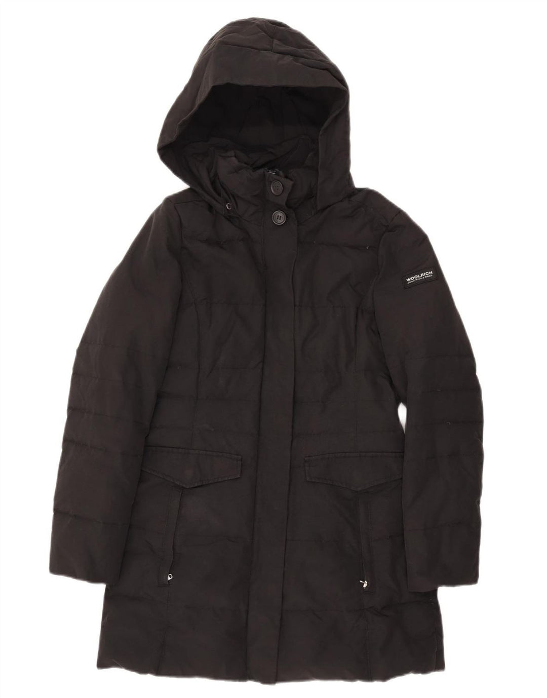 Женское стеганое пальто с капюшоном Woolrich UK 10, маленькое черное