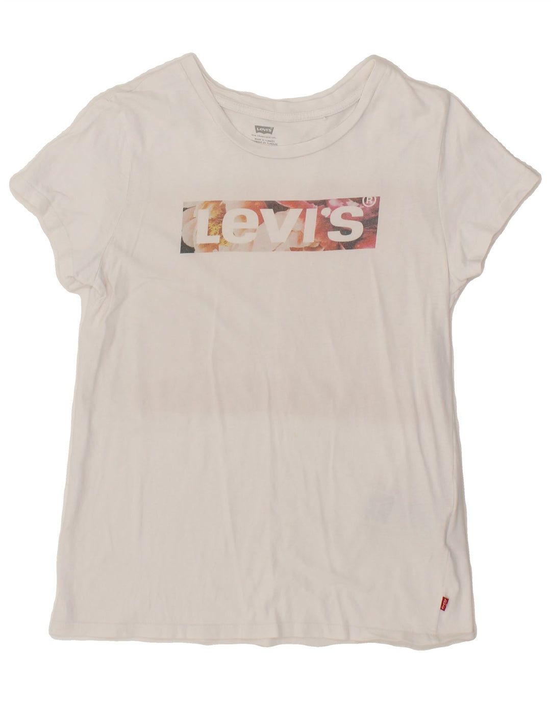 LEVI'S Womens Graphic T-Shirt Top UK 12 Medium White Cotton Vintage Levi's and Second-Hand Levi's from Messina Hembry 