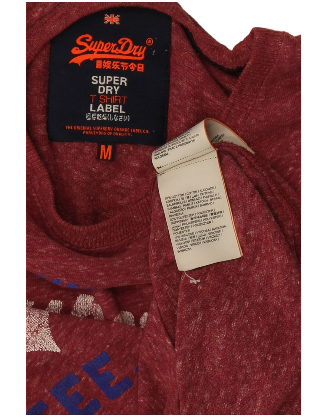 Мужская футболка с рисунком Superdry, хлопковая рубашка среднего красного цвета с крапинками