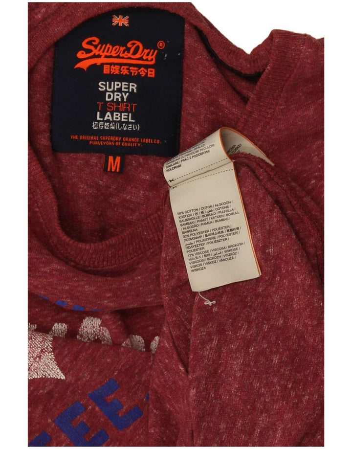 Мужская футболка с рисунком Superdry, хлопковая рубашка среднего красного цвета с крапинками