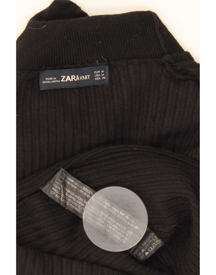Женский джемпер с высоким воротником Zara UK 12, средний черный вискоза