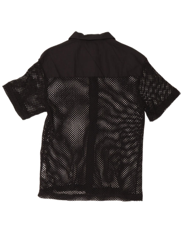 Мужская рубашка с коротким рукавом Zara среднего размера, черный хлопок