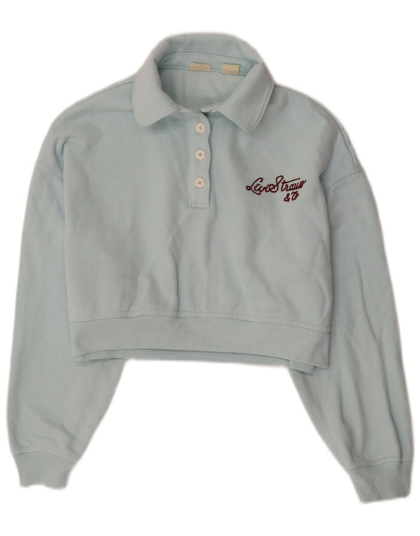 Женский укороченный свитер с воротником-поло оверсайз LEVI'S UK 6 XS Синий