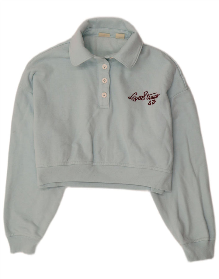 Женский укороченный свитер с воротником-поло оверсайз LEVI'S UK 6 XS Синий