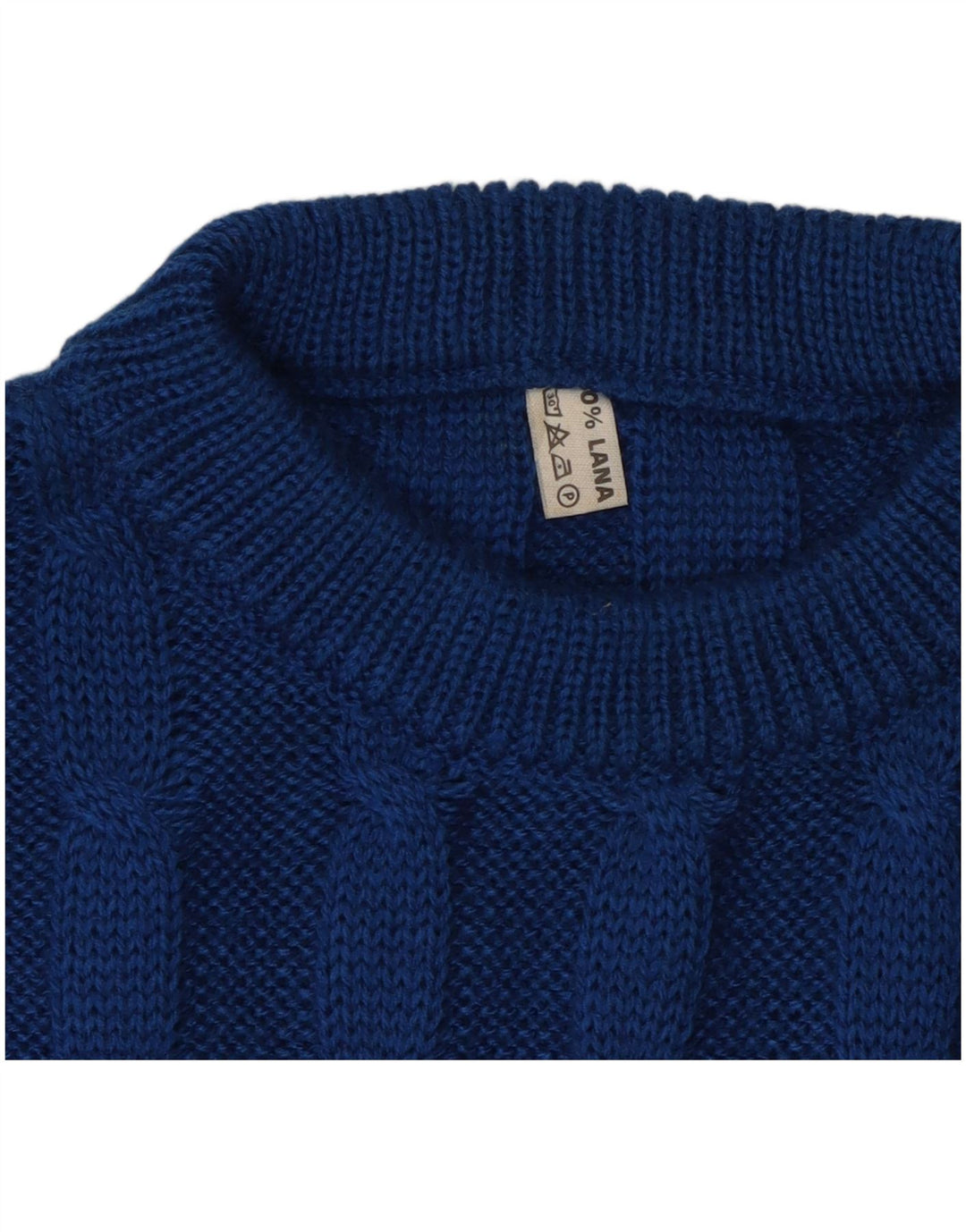 ВИНТАЖНЫЙ мужской джемпер с круглым вырезом, шерстяной свитер среднего синего цвета