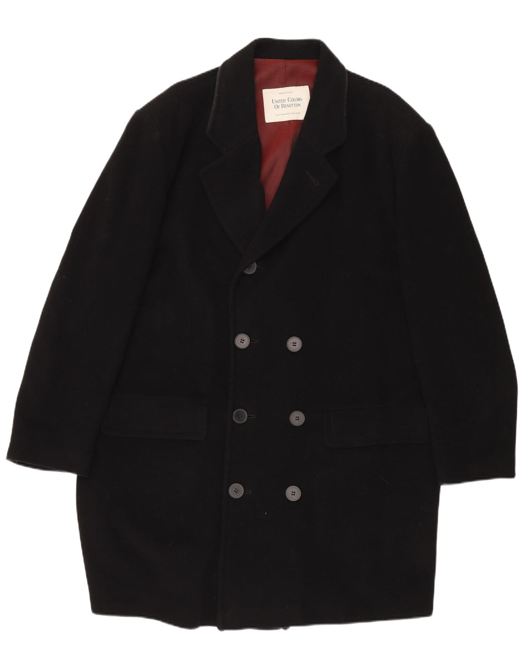 BENETTON Мужское двубортное пальто UK 44 2XL Черный