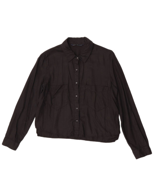 Женская блузка-рубашка Zara Z1975 UK 14, средний черный лиоцелл