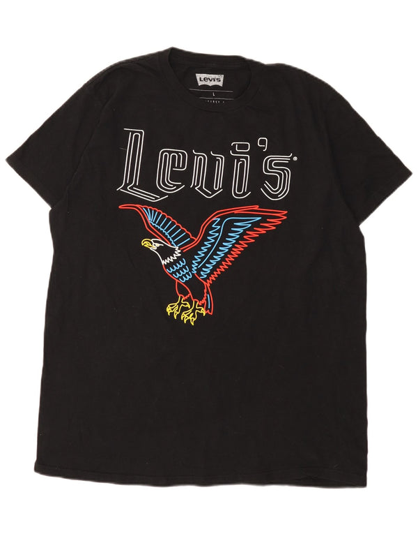 Мужская футболка с рисунком Levi's, большой черный хлопок