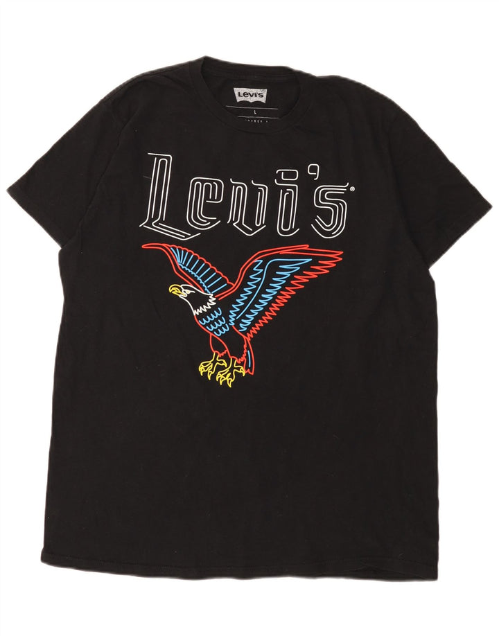 Мужская футболка с рисунком Levi's, большой черный хлопок