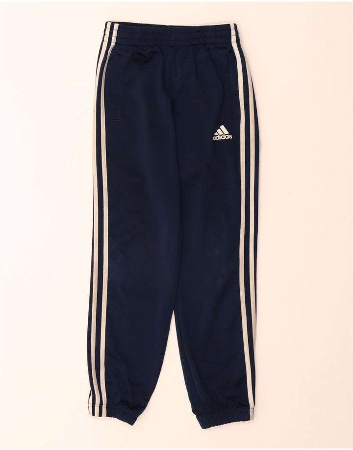 ADIDAS Boys Tracksuit Trousers Joggers 9-10 Years  Navy Blue Polyester