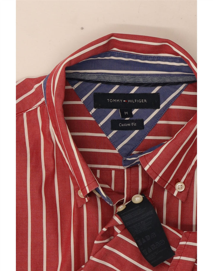 Tommy Hilfiger Мужская рубашка индивидуального кроя, средний красный хлопок в тонкую полоску