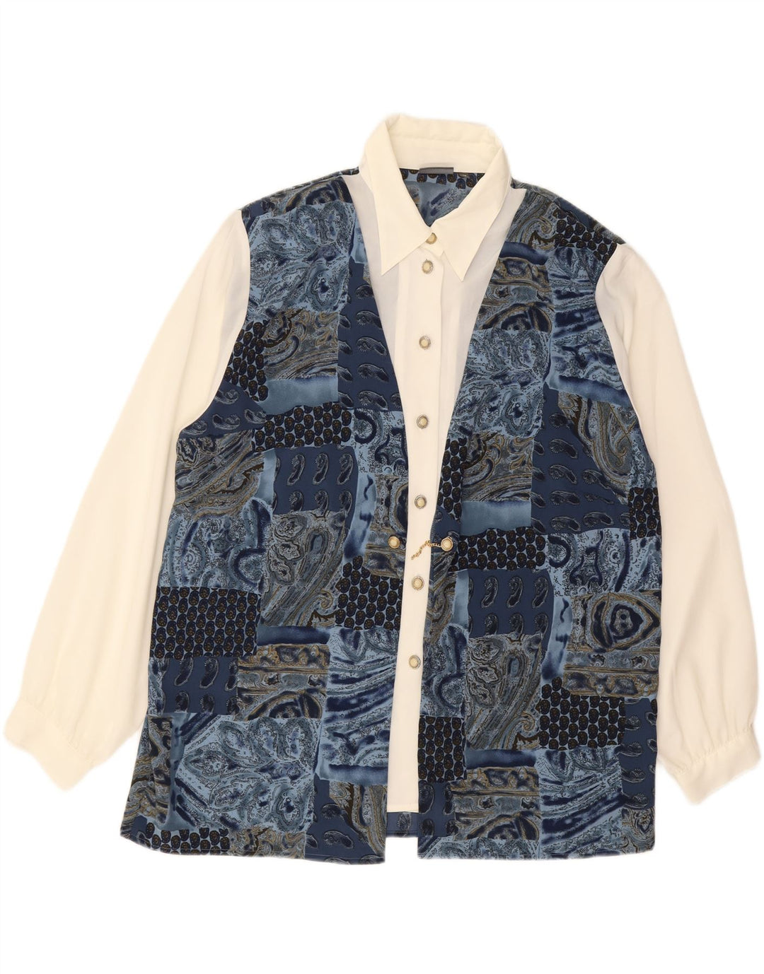 LINEA Womens Loose Fit Shirt Blouse IT 48 XL Multicoloured Patchwork Vintage Linea and Second-Hand Linea from Messina Hembry 