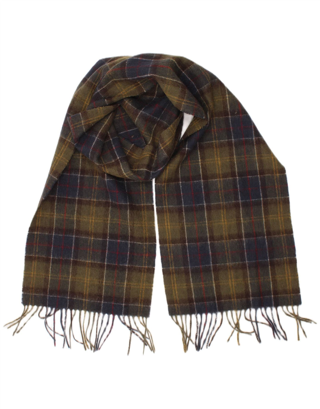 Мужской прямоугольный шарф Barbour, один размер, цвет хаки, классический, в клетку из овечьей шерсти