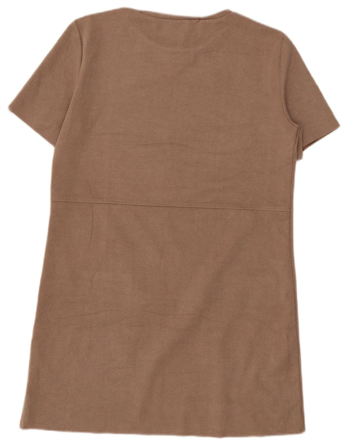 Женское платье прямого кроя Zara UK 14, средний бежевый, полиэстер