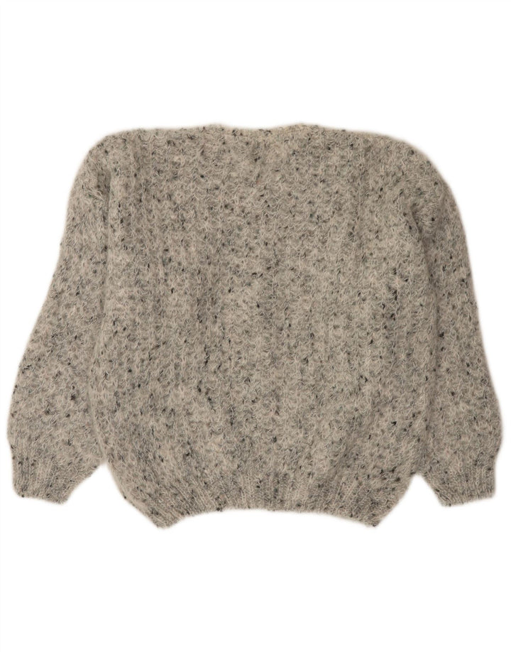 VINTAGE Женский свободный кардиган-свитер UK 18 XL Серый в крапинку