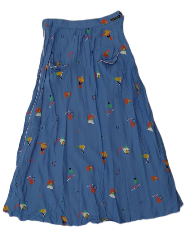 VINTAGE Womens High Waist A-Line Skirt IT 42 Medium W24 Blue Geometric