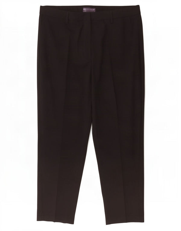 Marks & Spencer Womens High Waist Cropped Trousers UK 18 XL W36 L24 Black
