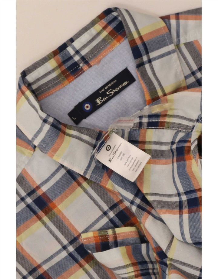 Мужская рубашка с коротким рукавом Ben Sherman, большая разноцветная клетка, хлопок