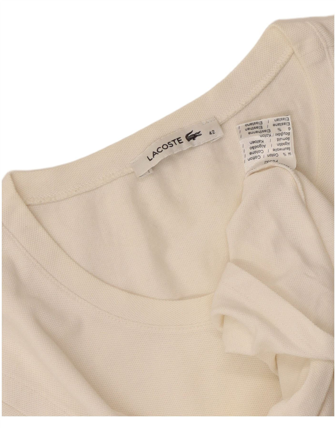 Женская футболка Lacoste, размер 42, большой белый хлопок