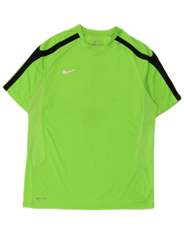 Мужская футболка Nike Dri Fit, верх, средний зеленый цвет, полиэстер с цветными блоками