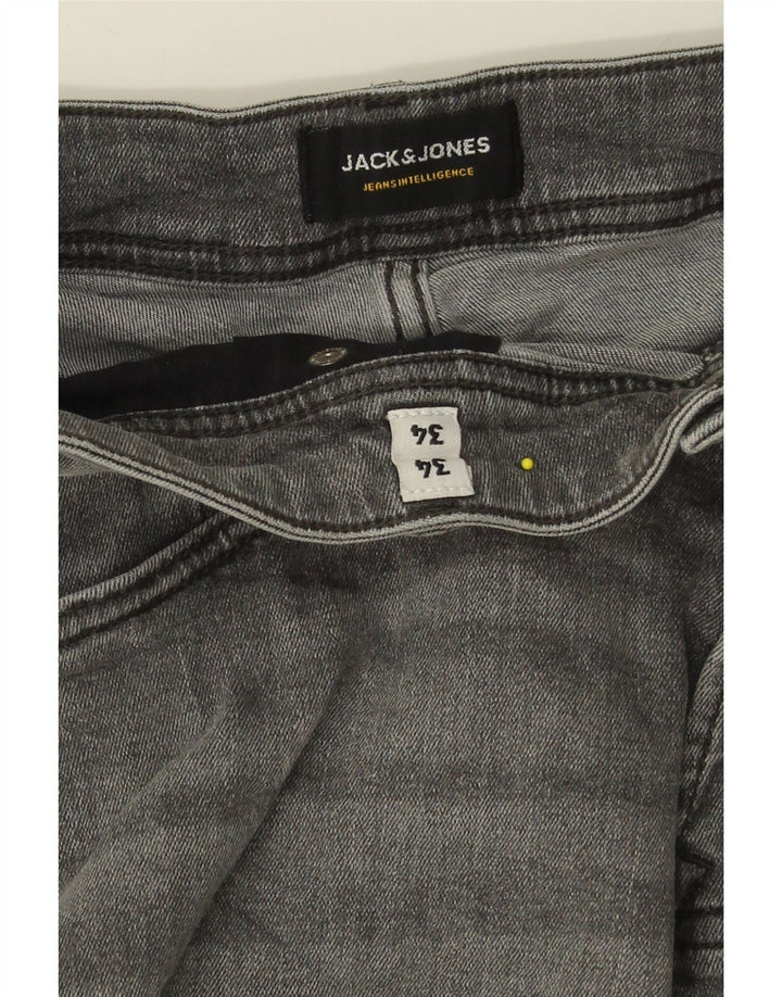 JACK & JONES Mens Distressed Slim Jeans W34 L34 Grey Cotton Vintage Jack & Jones and Second-Hand Jack & Jones from Messina Hembry 